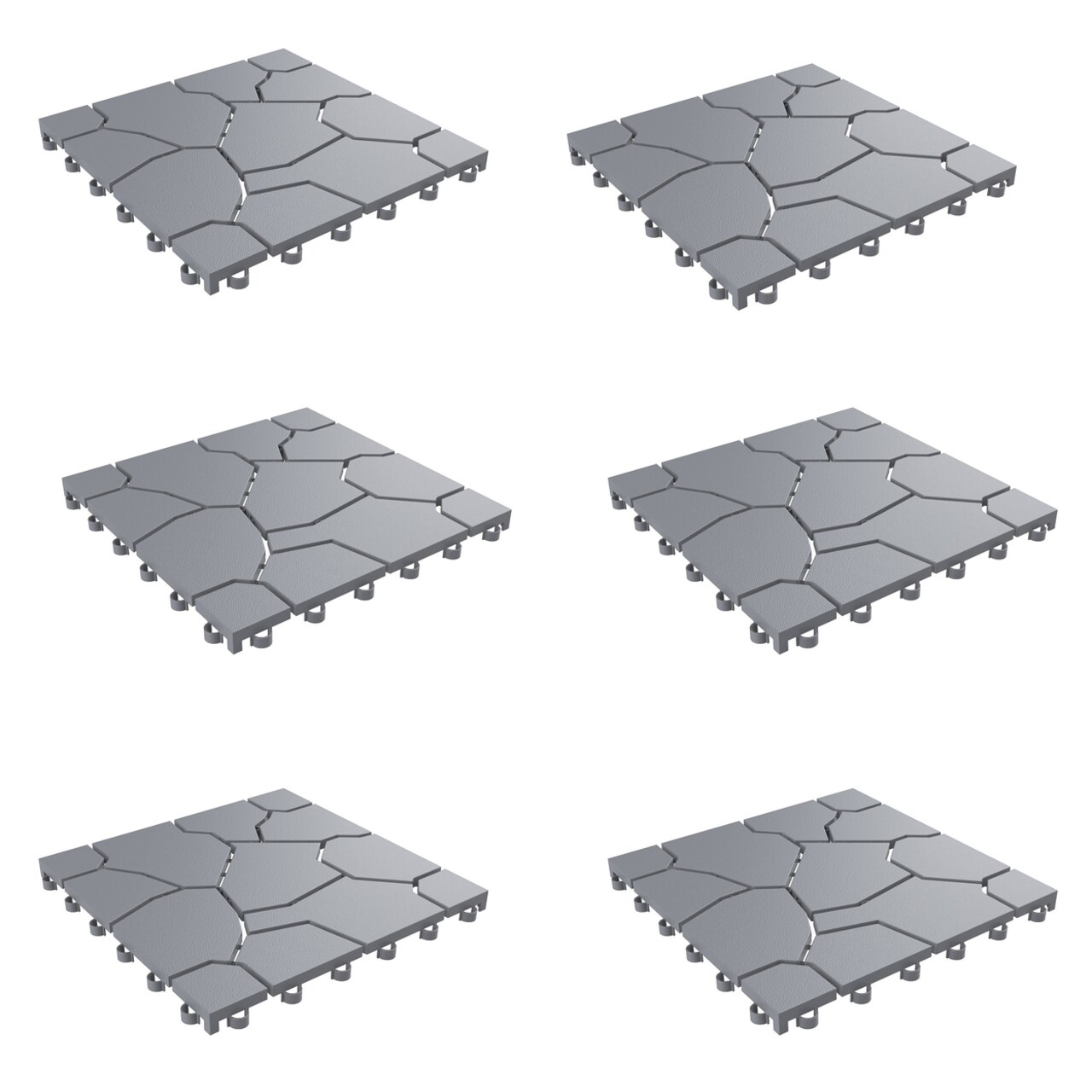 Outdoor Patio Deck Tiles 11.5X11.5 Set Of 6 Stone Gray Water Drainage Pavers